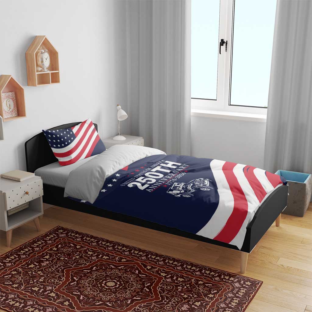 United States 250th Anniversary Jeep Tribute Bedding Set Patriotic Vintage Illustration Style