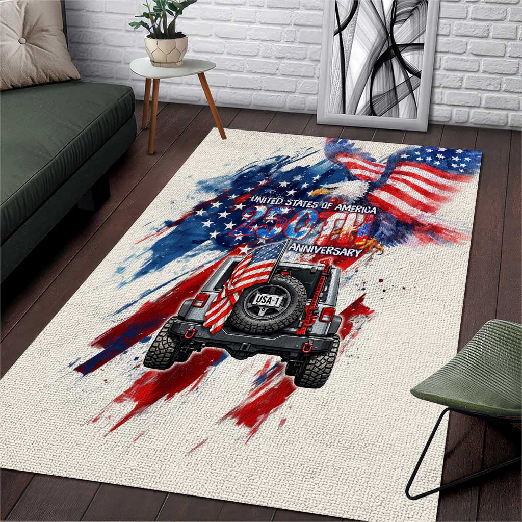 United States 250th Anniversary Jeep Tribute Area Rug Patriotic Grunge Flag Art TS04