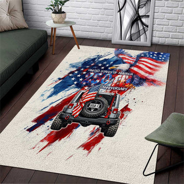 United States 250th Anniversary Jeep Tribute Area Rug Patriotic Grunge Flag Art TS04