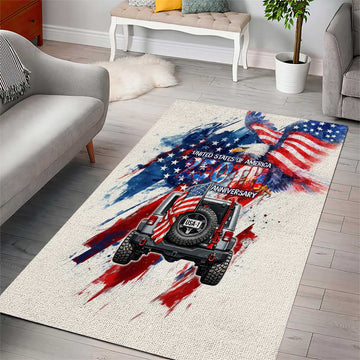 United States 250th Anniversary Jeep Tribute Area Rug Patriotic Grunge Flag Art TS04