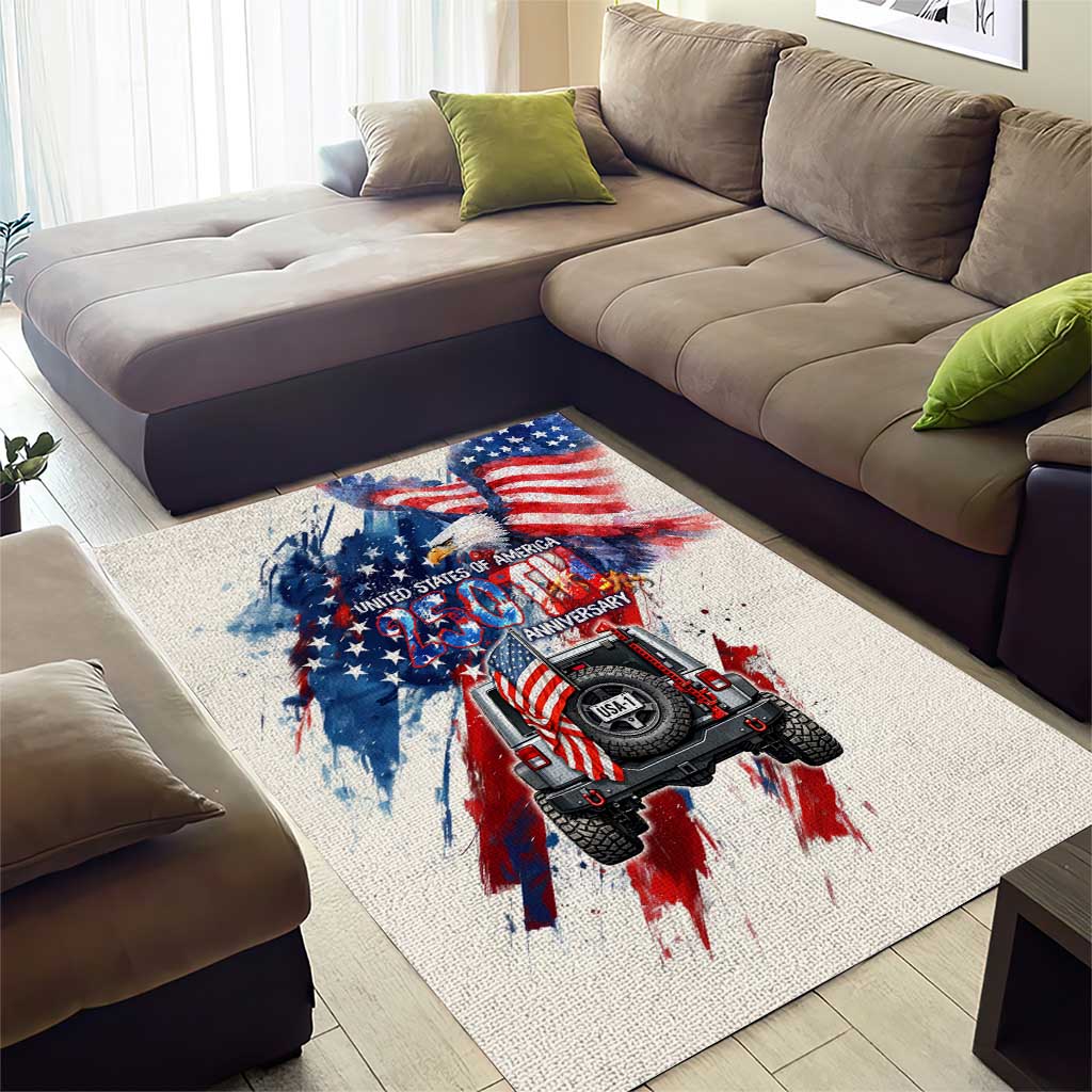 United States 250th Anniversary Jeep Tribute Area Rug Patriotic Grunge Flag Art TS04