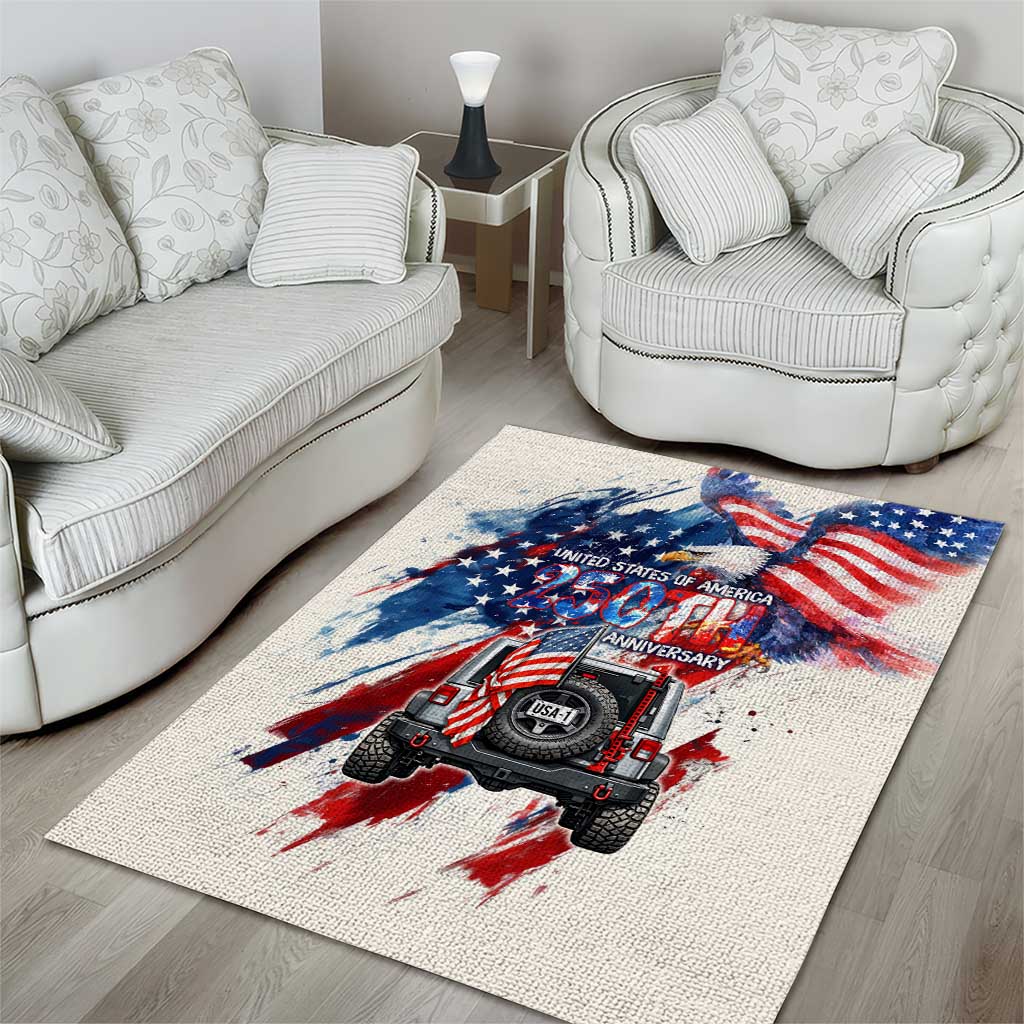 United States 250th Anniversary Jeep Tribute Area Rug Patriotic Grunge Flag Art TS04