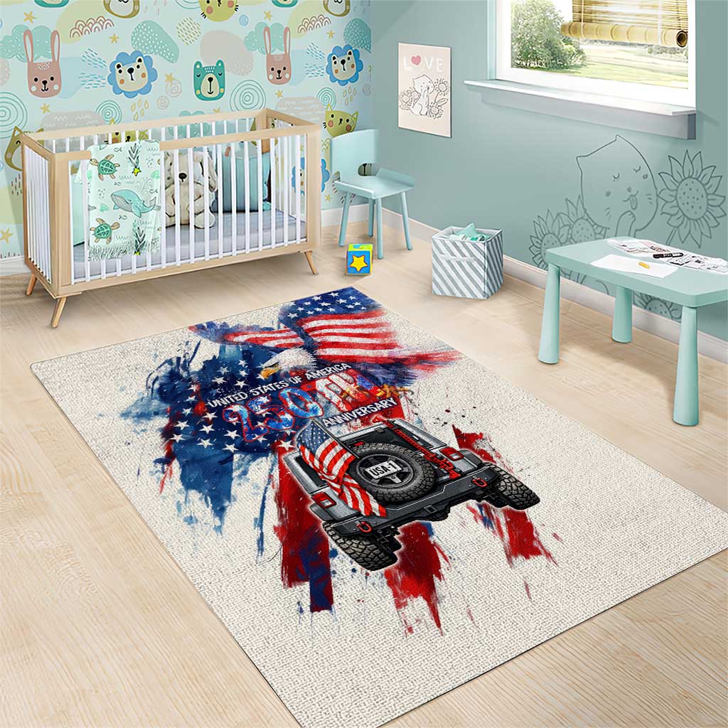 United States 250th Anniversary Jeep Tribute Area Rug Patriotic Grunge Flag Art TS04
