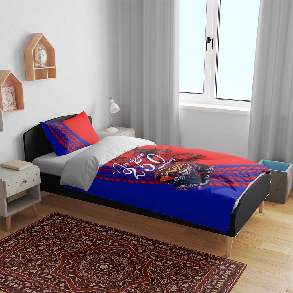 America 250th Anniversary Jeep Commemoration Bedding Set Grunge Sketch Comic Art Style