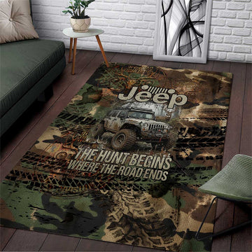 Jeep Off-Road Hunters Area Rug Rustic Metal Texture Camo Style TS04