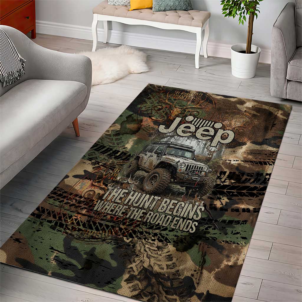 Jeep Off-Road Hunters Area Rug Rustic Metal Texture Camo Style TS04