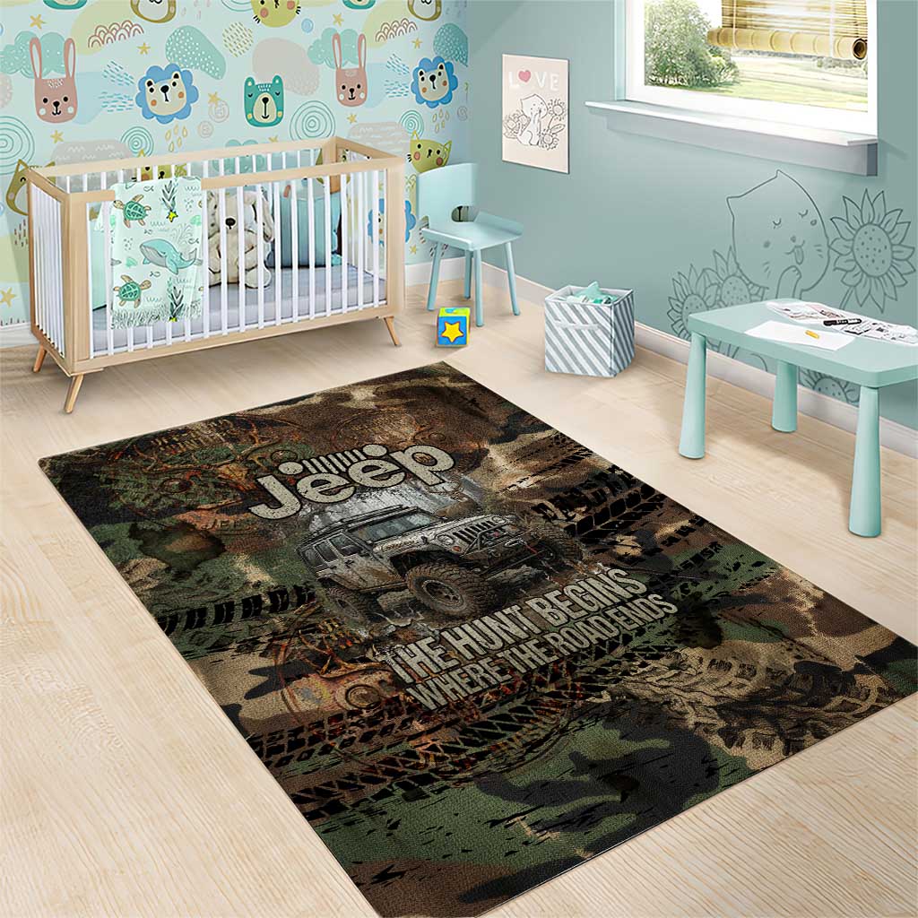 Jeep Off-Road Hunters Area Rug Rustic Metal Texture Camo Style TS04