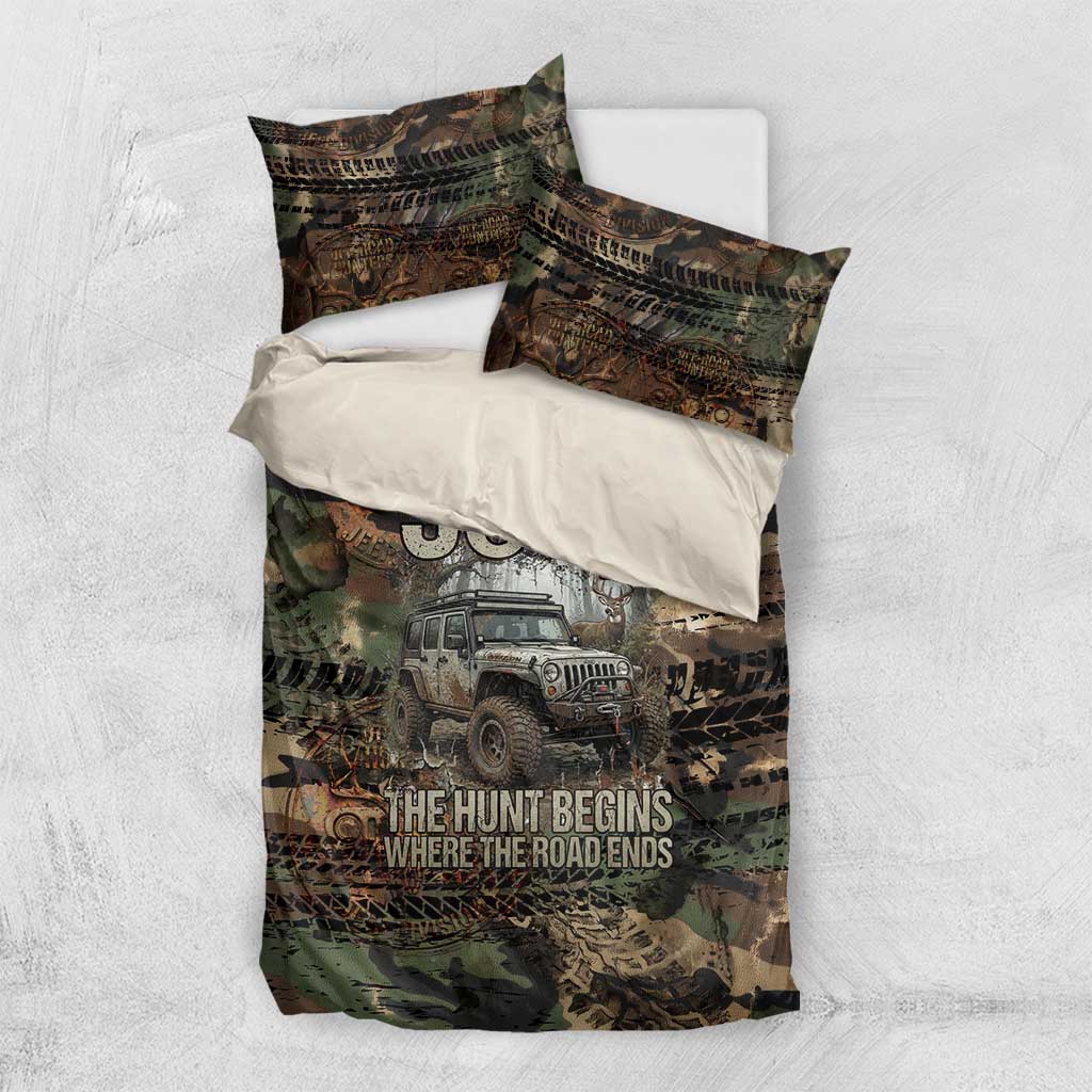 Jeep Off-Road Hunters Bedding Set Rustic Metal Texture Camo Style