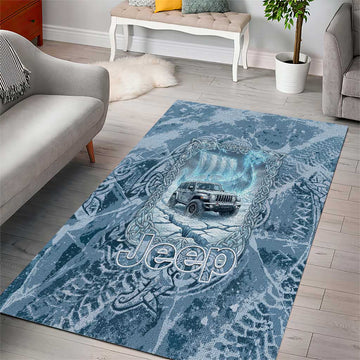 Modern Viking Jeep Area Rug Norse Mythology Ice Art Style TS04