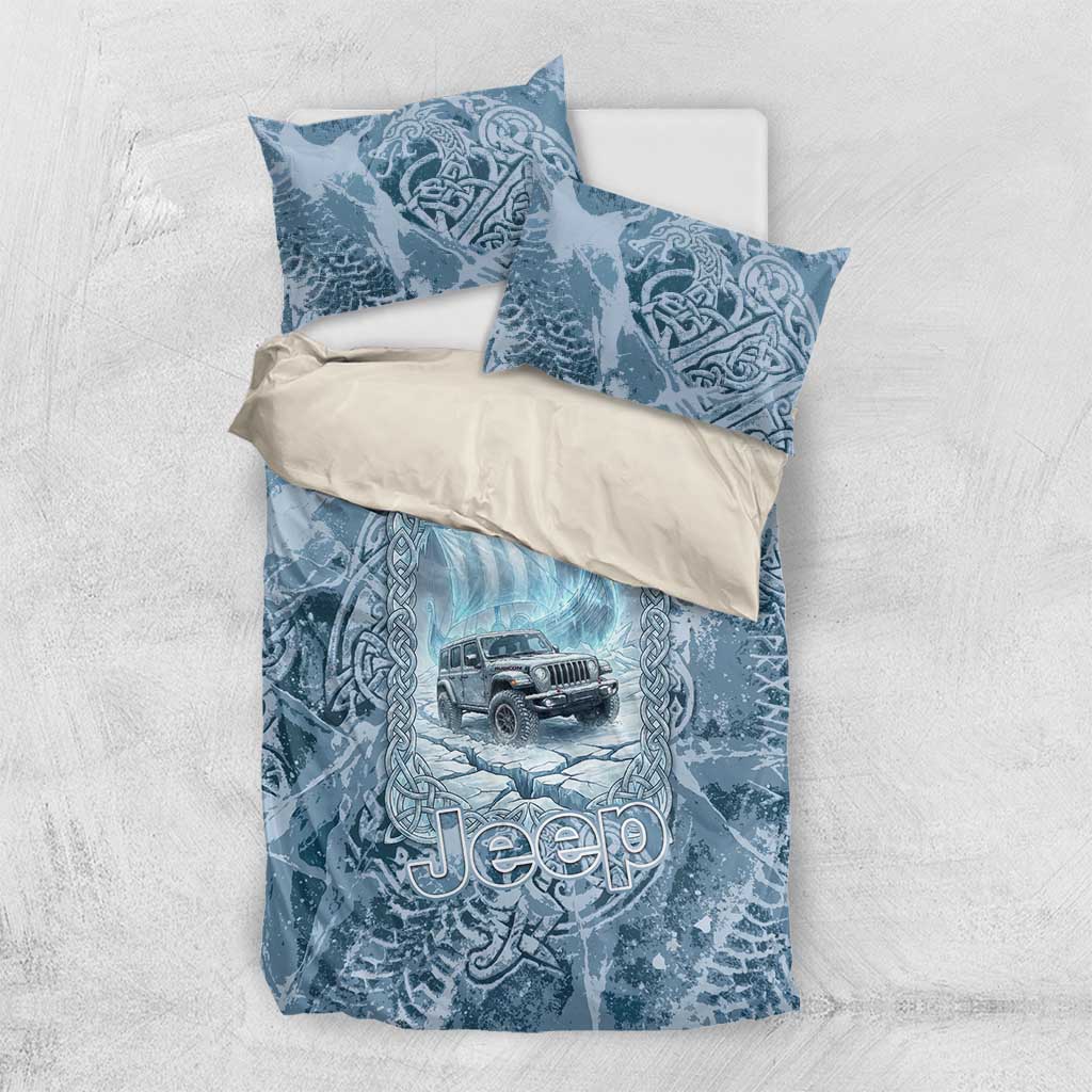 Modern Viking Jeep Bedding Set Norse Mythology Ice Art Style