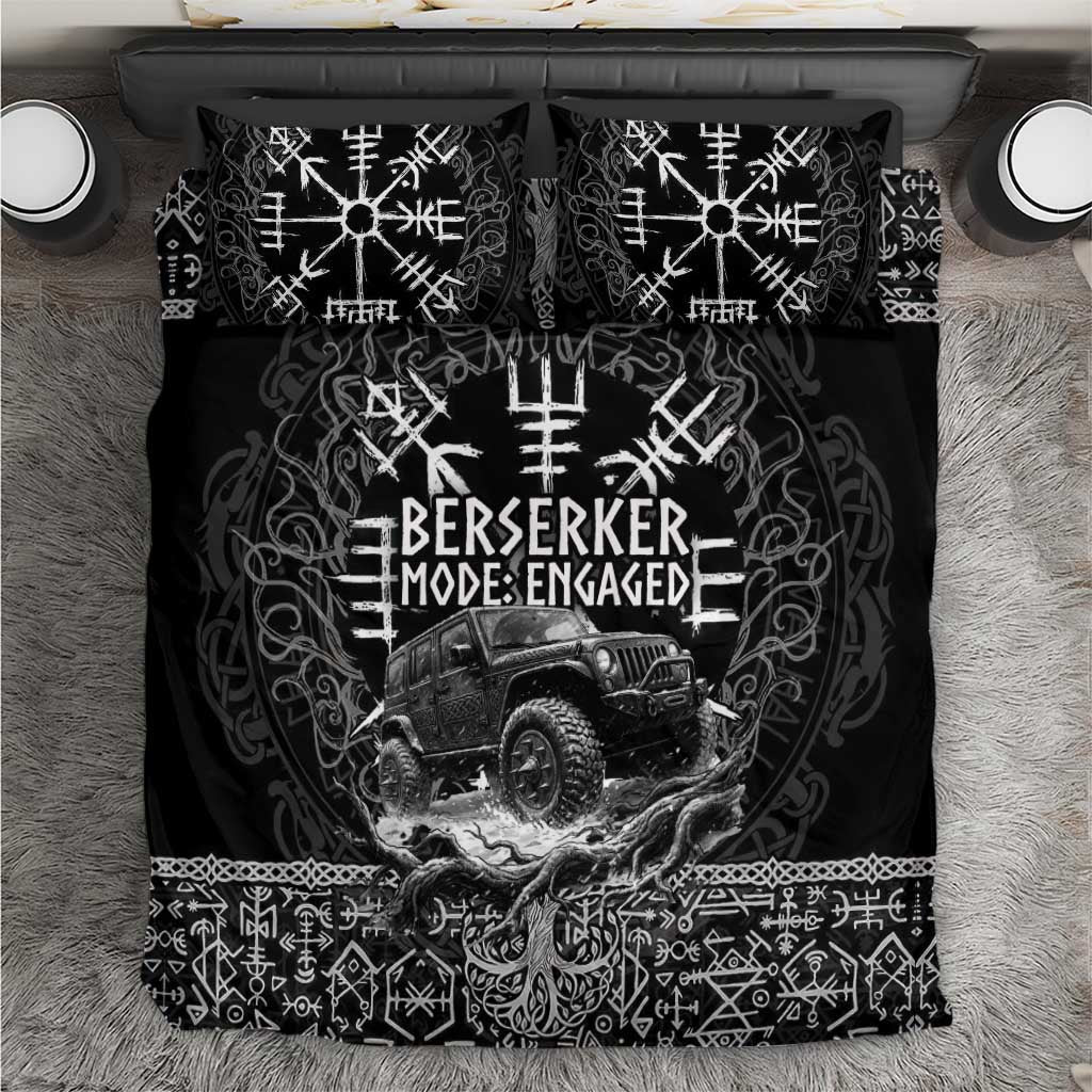 Berserker Jeep Warrior Bedding Set Norse Rune Battle Art Style