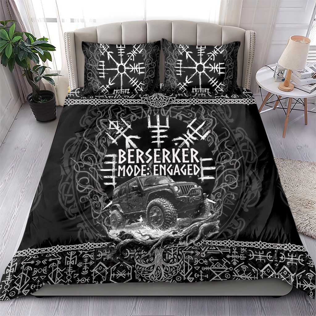 Berserker Jeep Warrior Bedding Set Norse Rune Battle Art Style