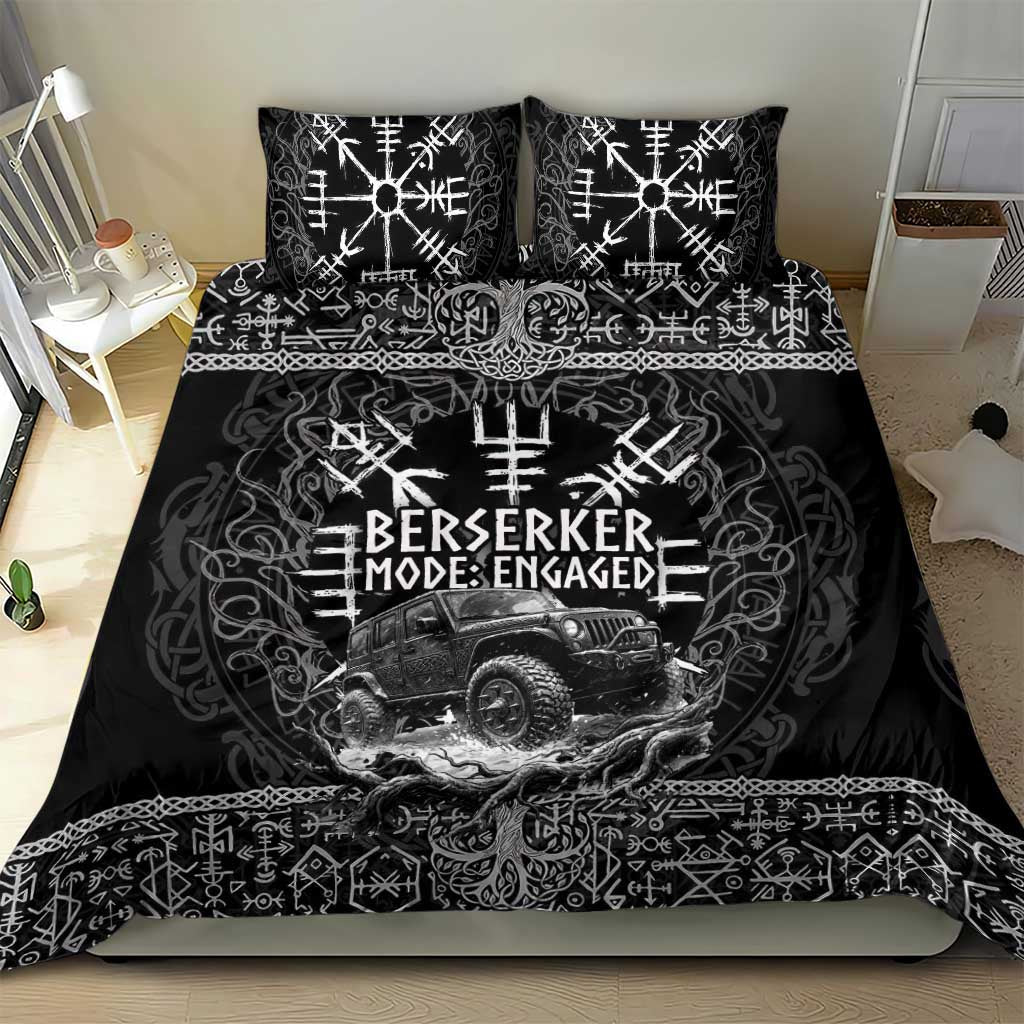 Berserker Jeep Warrior Bedding Set Norse Rune Battle Art Style