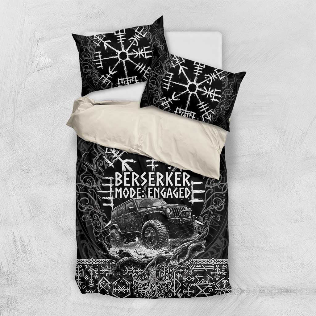 Berserker Jeep Warrior Bedding Set Norse Rune Battle Art Style