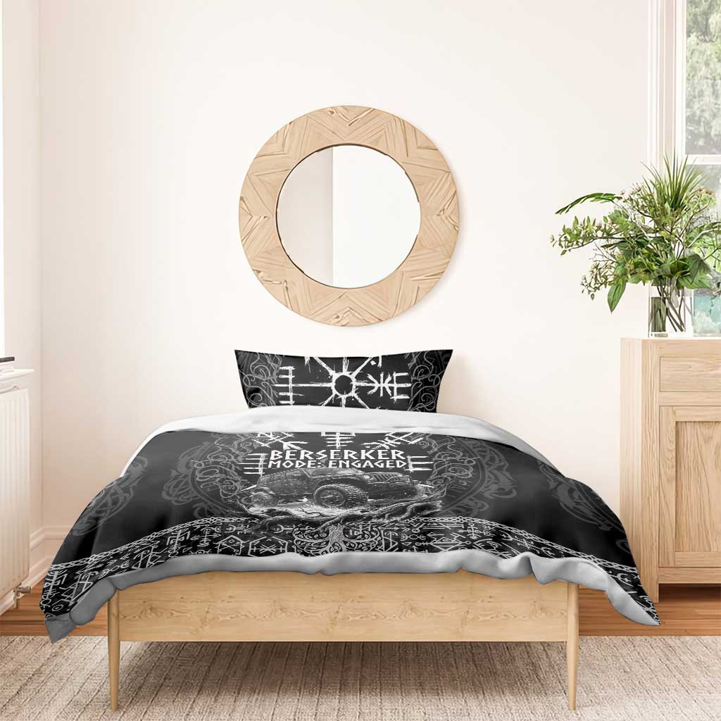 Berserker Jeep Warrior Bedding Set Norse Rune Battle Art Style