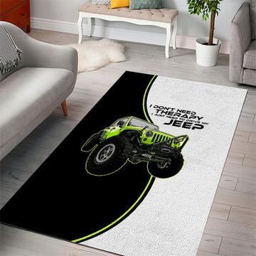 I Don’t Need Therapy I Just Need To Drive My Jeep Area Rug Neon Outline Off-Road Graphic Illustration TS04