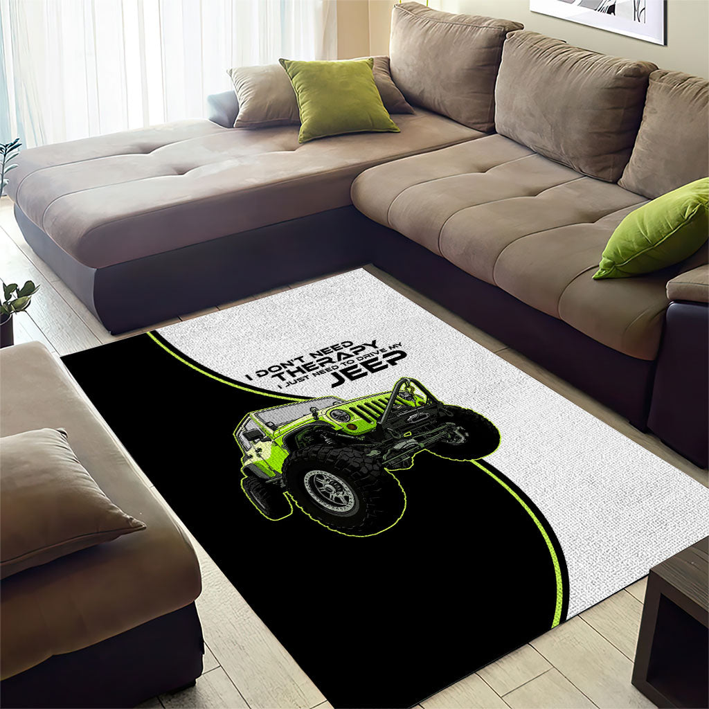 I Don’t Need Therapy I Just Need To Drive My Jeep Area Rug Neon Outline Off-Road Graphic Illustration TS04