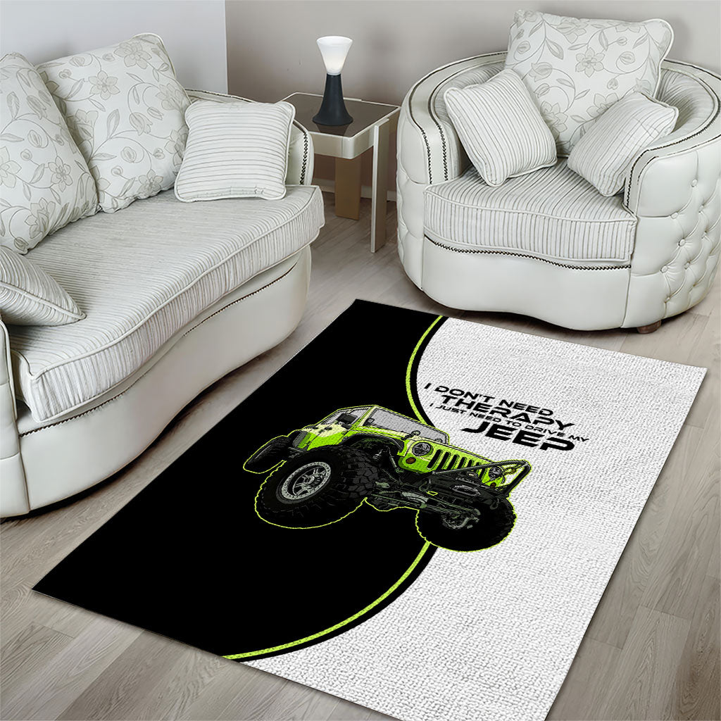I Don’t Need Therapy I Just Need To Drive My Jeep Area Rug Neon Outline Off-Road Graphic Illustration TS04