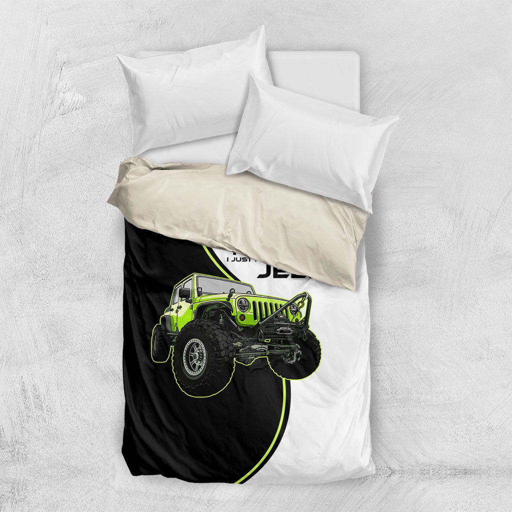 I Don’t Need Therapy I Just Need To Drive My Jeep Bedding Set Neon Outline Off-Road Graphic Illustration