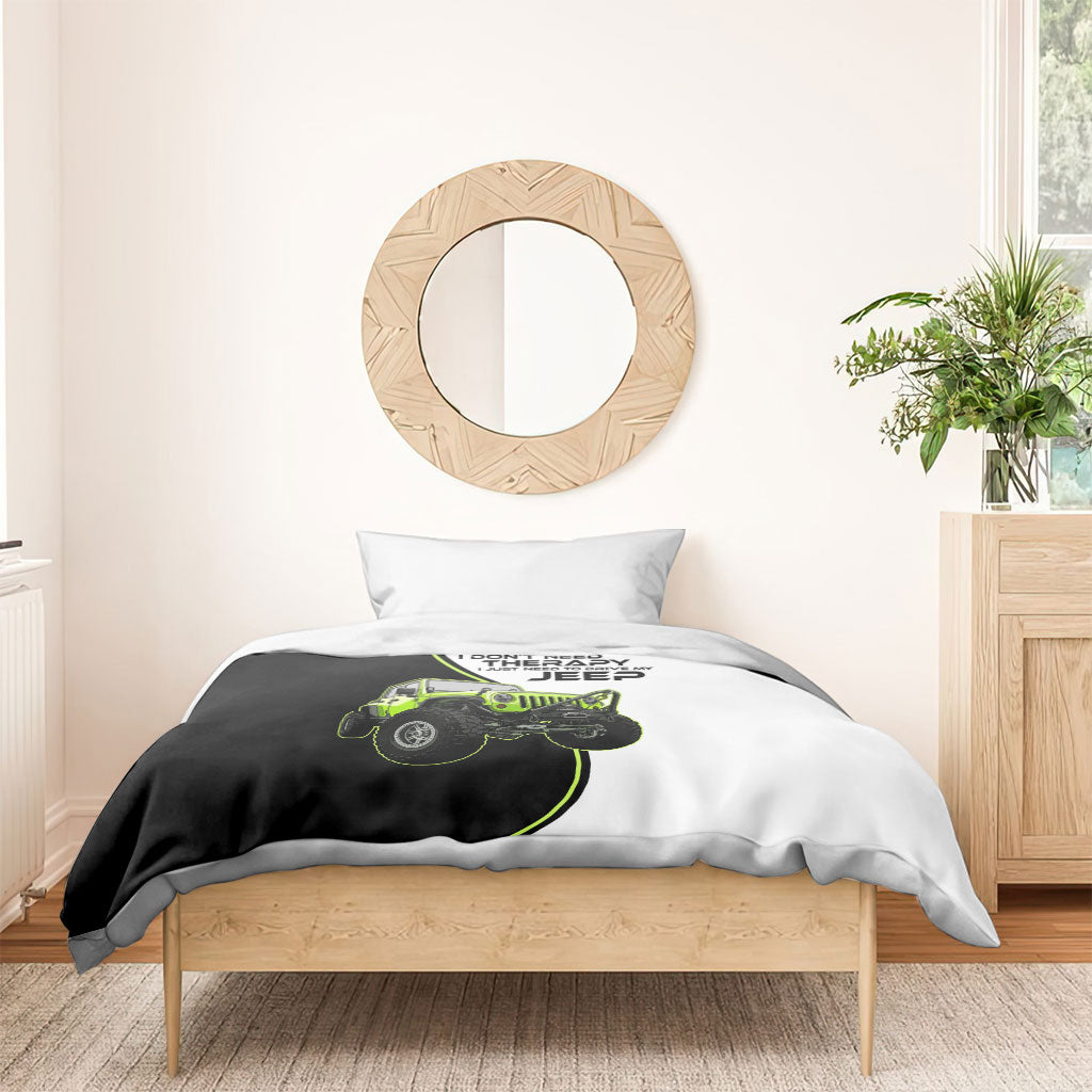 I Don’t Need Therapy I Just Need To Drive My Jeep Bedding Set Neon Outline Off-Road Graphic Illustration