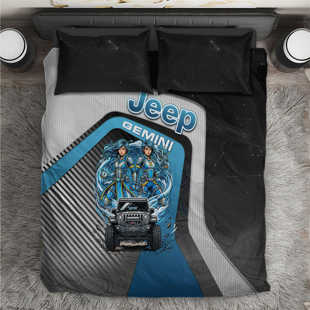 Jeep Gemini Zodiac Bedding Set Twin Warriors Cosmic Off Road Adventure Blue Tech Style