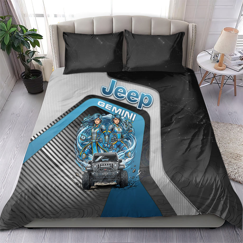 Jeep Gemini Zodiac Bedding Set Twin Warriors Cosmic Off Road Adventure Blue Tech Style