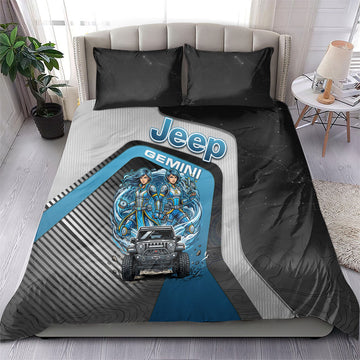 Jeep Gemini Zodiac Bedding Set Twin Warriors Cosmic Off Road Adventure Blue Tech Style