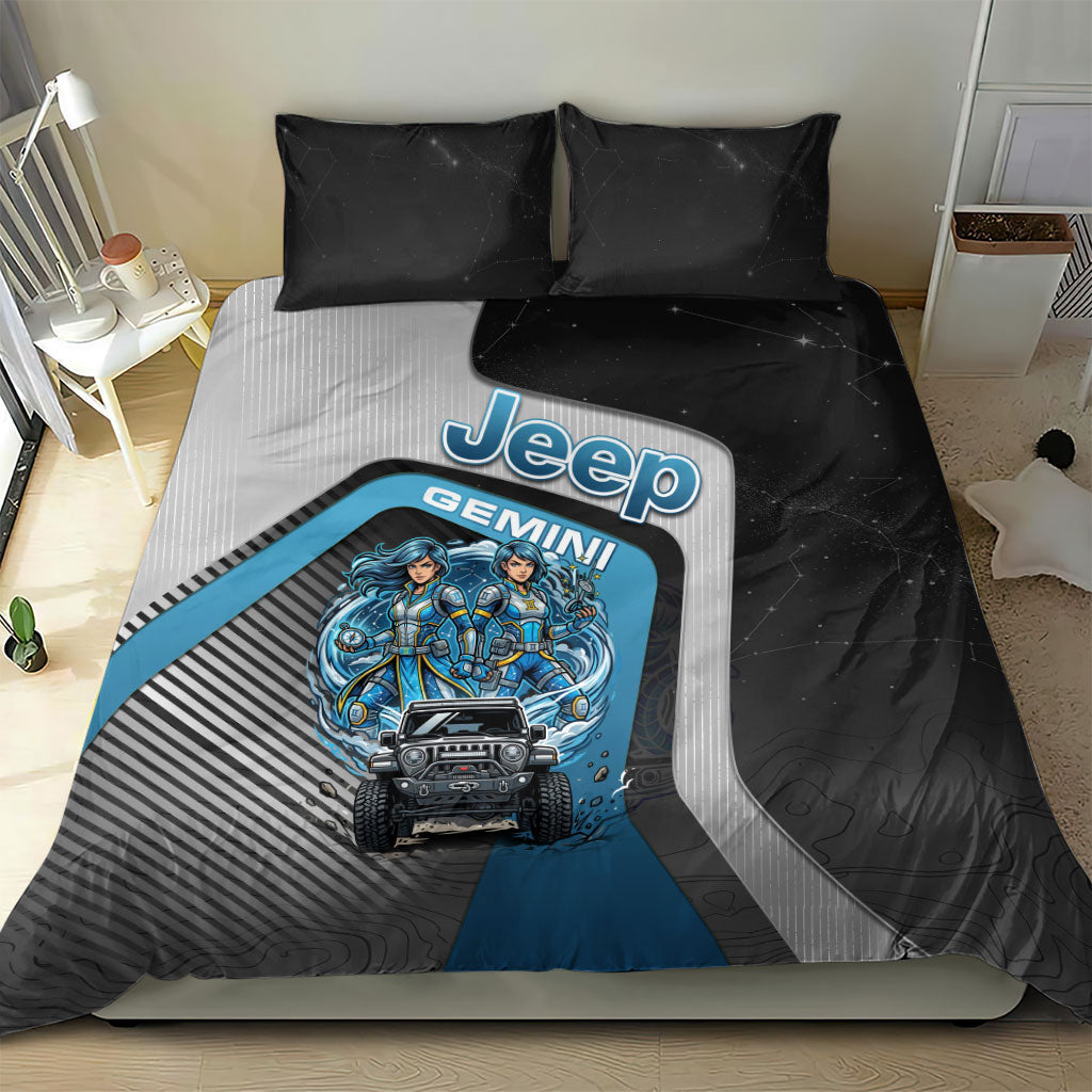 Jeep Gemini Zodiac Bedding Set Twin Warriors Cosmic Off Road Adventure Blue Tech Style