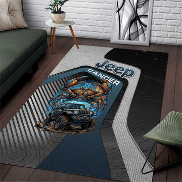 Jeep Cancer Zodiac Area Rug Mechanical Crab Ocean Warrior Off Road Cosmic Style TS04
