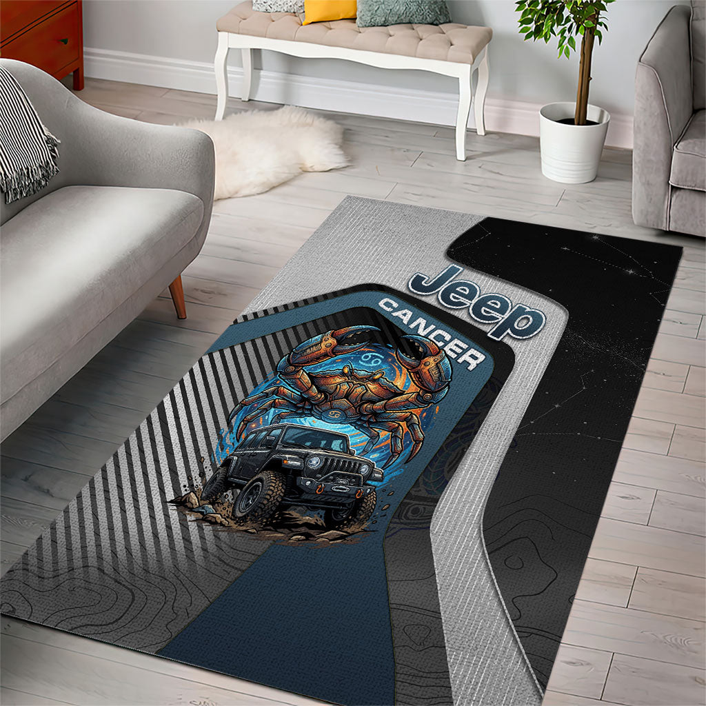 Jeep Cancer Zodiac Area Rug Mechanical Crab Ocean Warrior Off Road Cosmic Style TS04