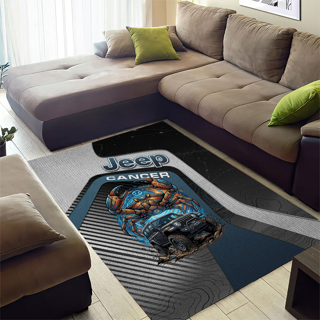 Jeep Cancer Zodiac Area Rug Mechanical Crab Ocean Warrior Off Road Cosmic Style TS04