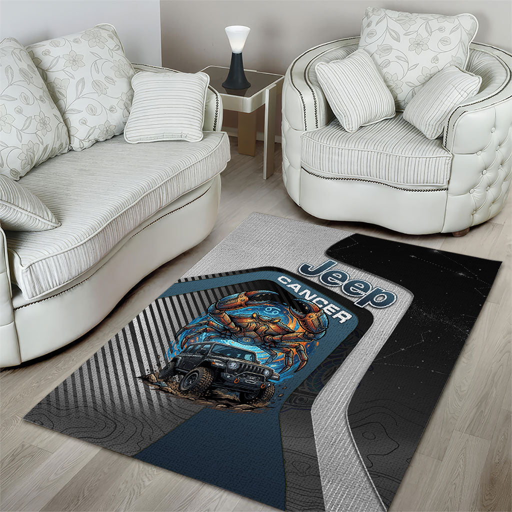 Jeep Cancer Zodiac Area Rug Mechanical Crab Ocean Warrior Off Road Cosmic Style TS04