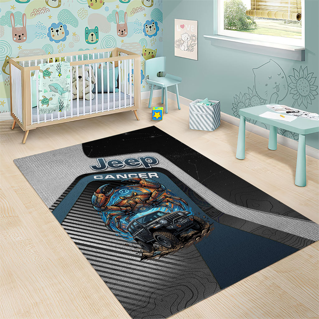 Jeep Cancer Zodiac Area Rug Mechanical Crab Ocean Warrior Off Road Cosmic Style TS04