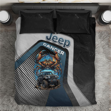 Jeep Cancer Zodiac Bedding Set Mechanical Crab Ocean Warrior Off Road Cosmic Style