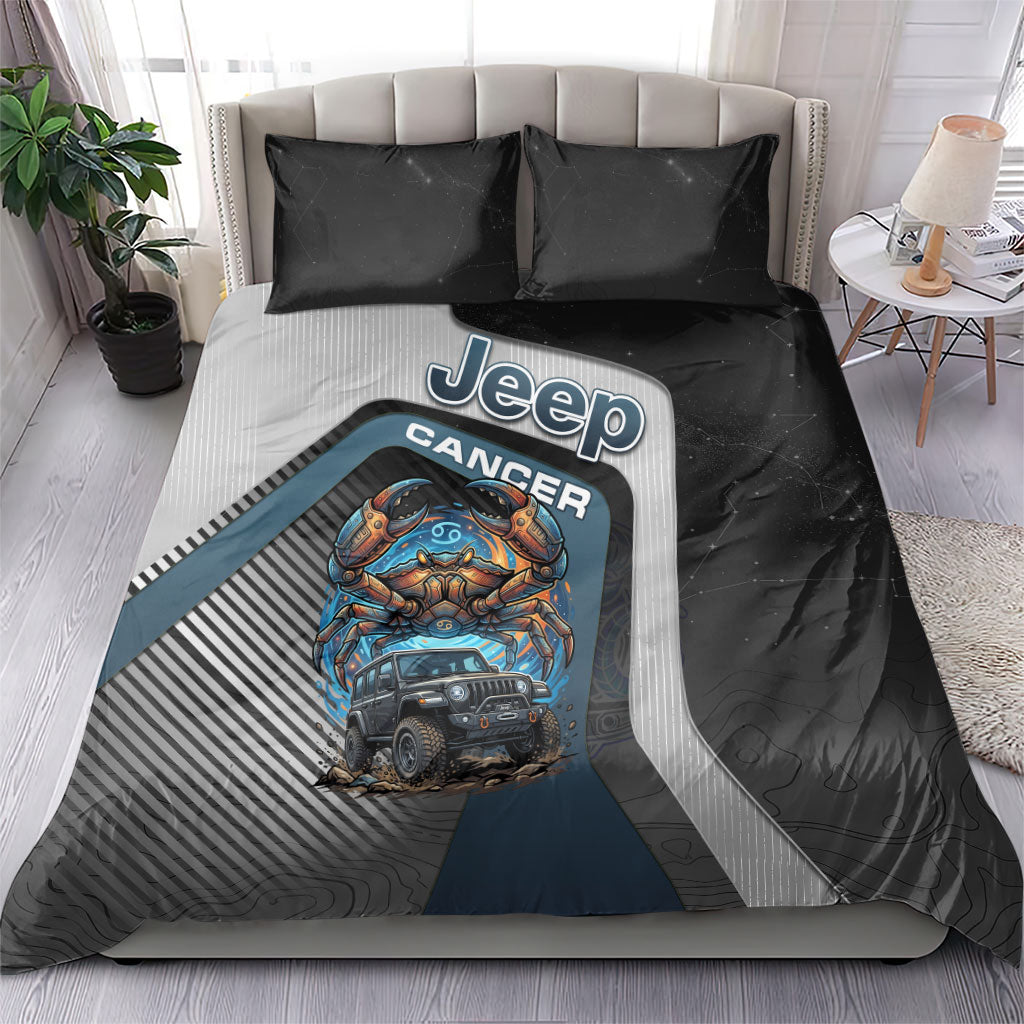 Jeep Cancer Zodiac Bedding Set Mechanical Crab Ocean Warrior Off Road Cosmic Style