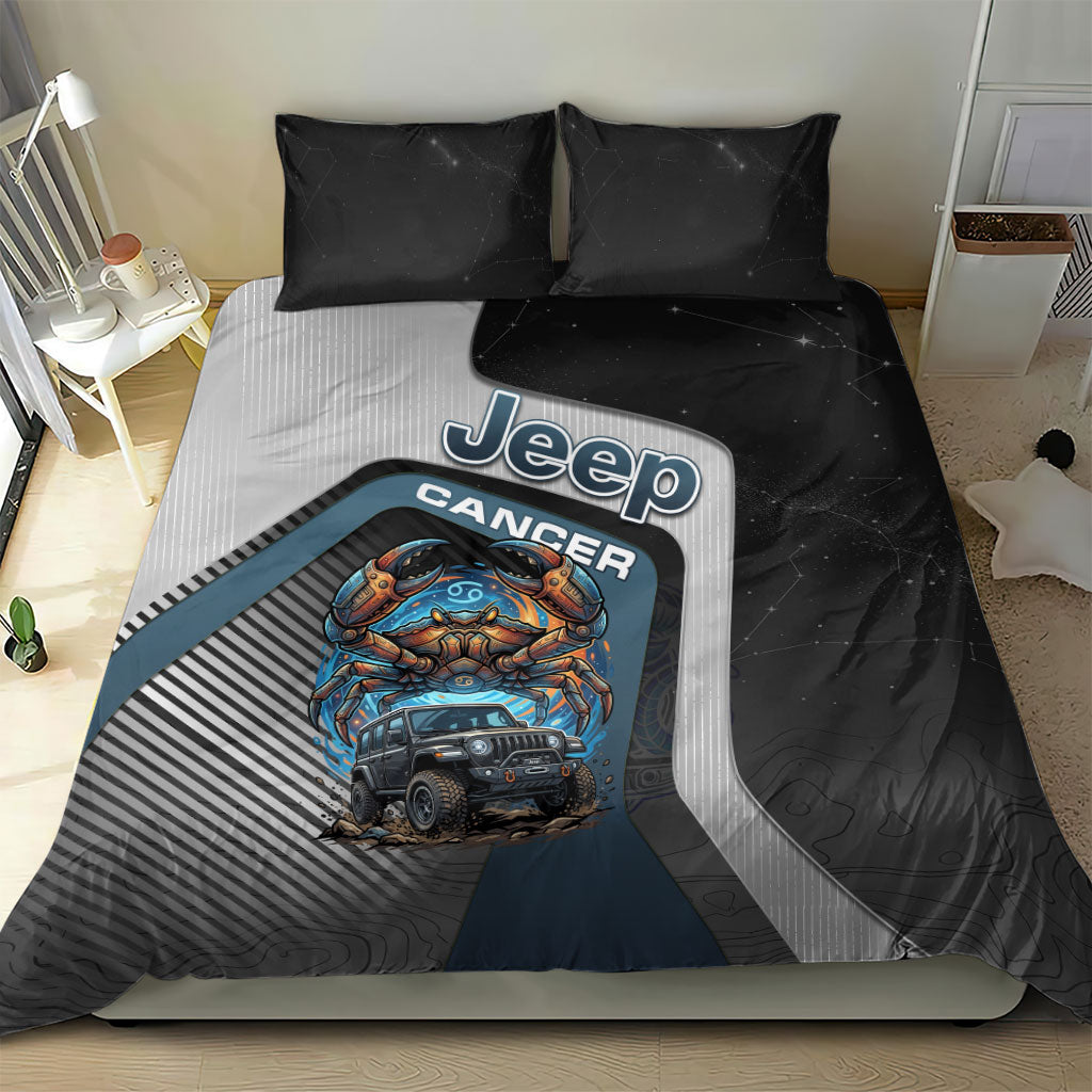 Jeep Cancer Zodiac Bedding Set Mechanical Crab Ocean Warrior Off Road Cosmic Style
