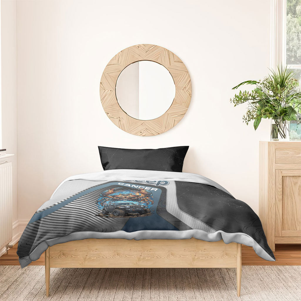 Jeep Cancer Zodiac Bedding Set Mechanical Crab Ocean Warrior Off Road Cosmic Style