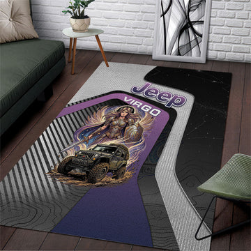 Jeep Virgo Zodiac Area Rug Celestial Maiden Warrior Off Road Mystic Purple Style TS04