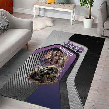 Jeep Virgo Zodiac Area Rug Celestial Maiden Warrior Off Road Mystic Purple Style TS04