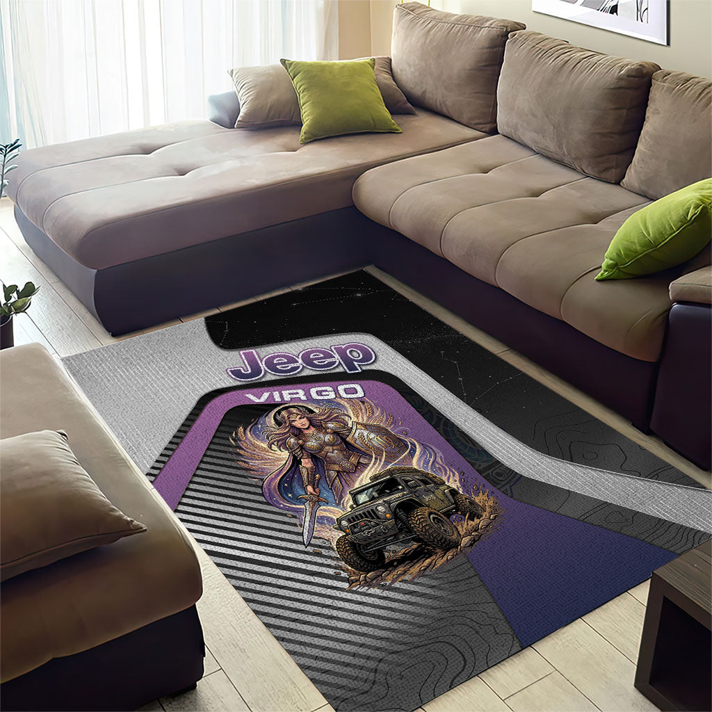 Jeep Virgo Zodiac Area Rug Celestial Maiden Warrior Off Road Mystic Purple Style TS04