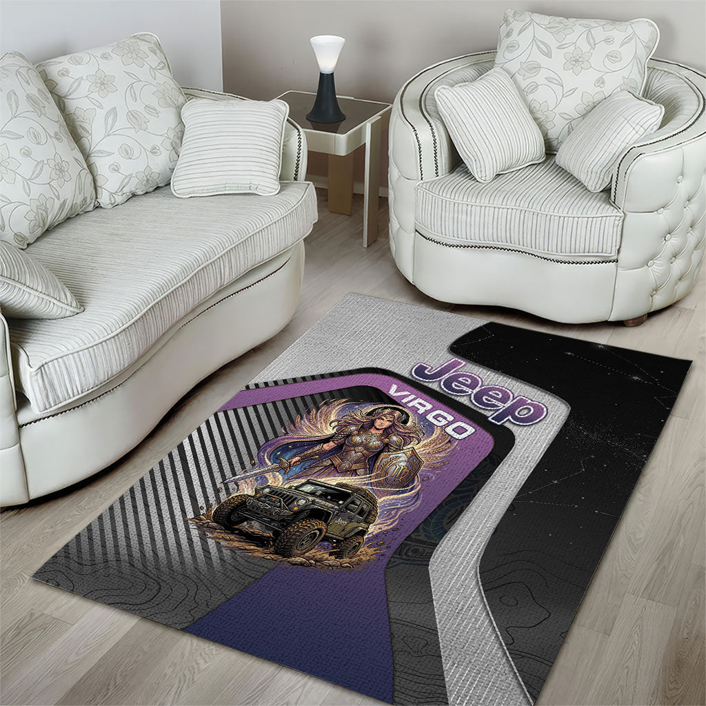 Jeep Virgo Zodiac Area Rug Celestial Maiden Warrior Off Road Mystic Purple Style TS04