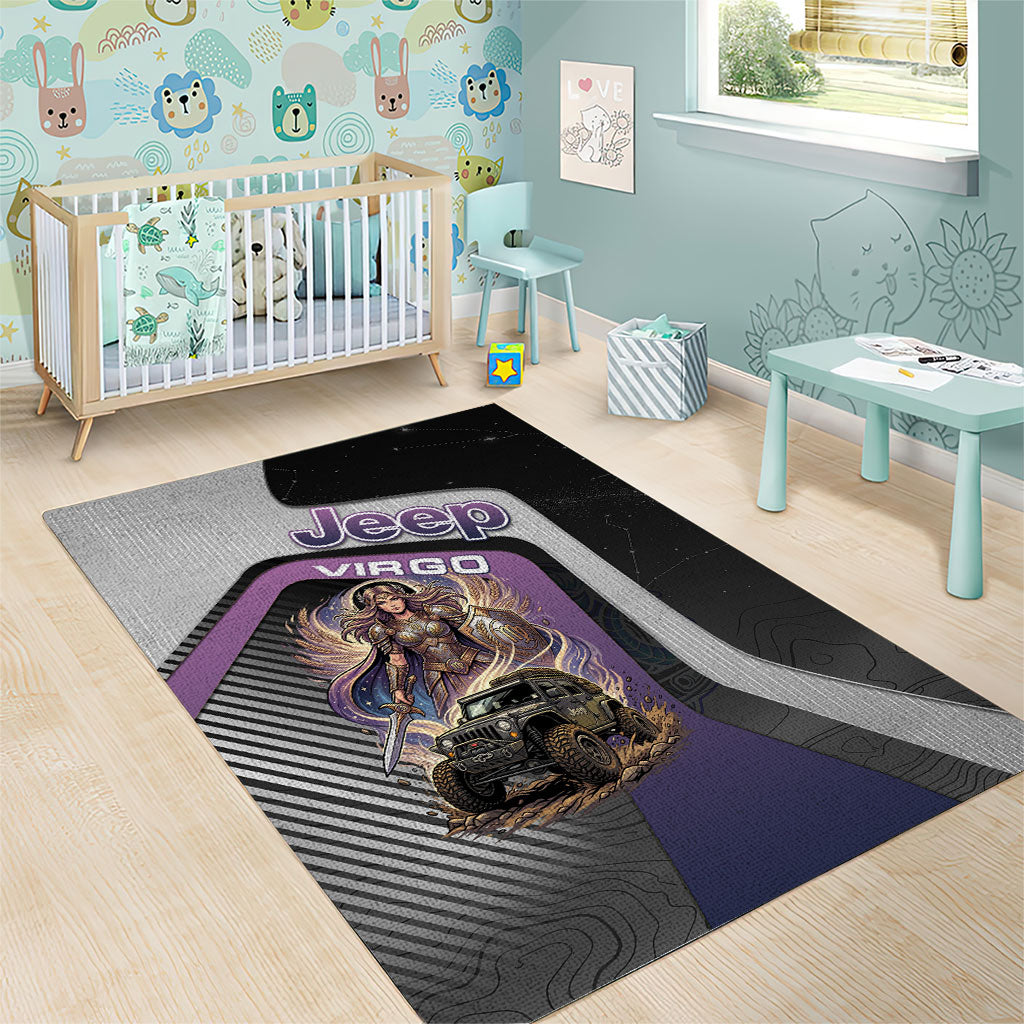 Jeep Virgo Zodiac Area Rug Celestial Maiden Warrior Off Road Mystic Purple Style TS04