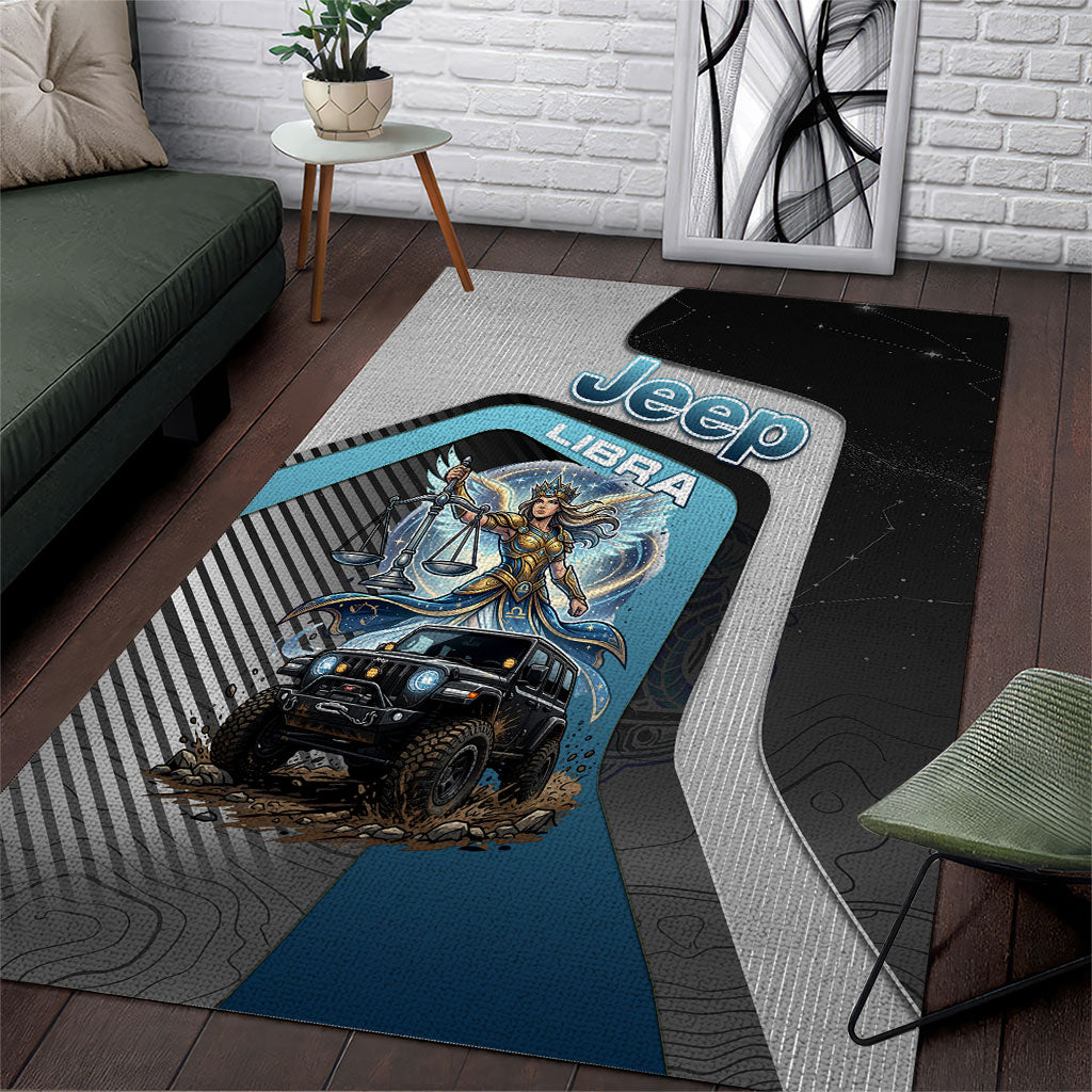Jeep Libra Zodiac Area Rug Justice Angel Balance Scale Off Road Celestial Blue Style TS04