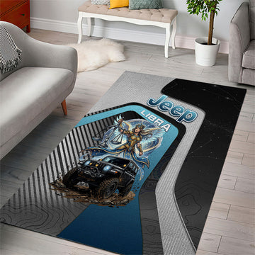 Jeep Libra Zodiac Area Rug Justice Angel Balance Scale Off Road Celestial Blue Style TS04