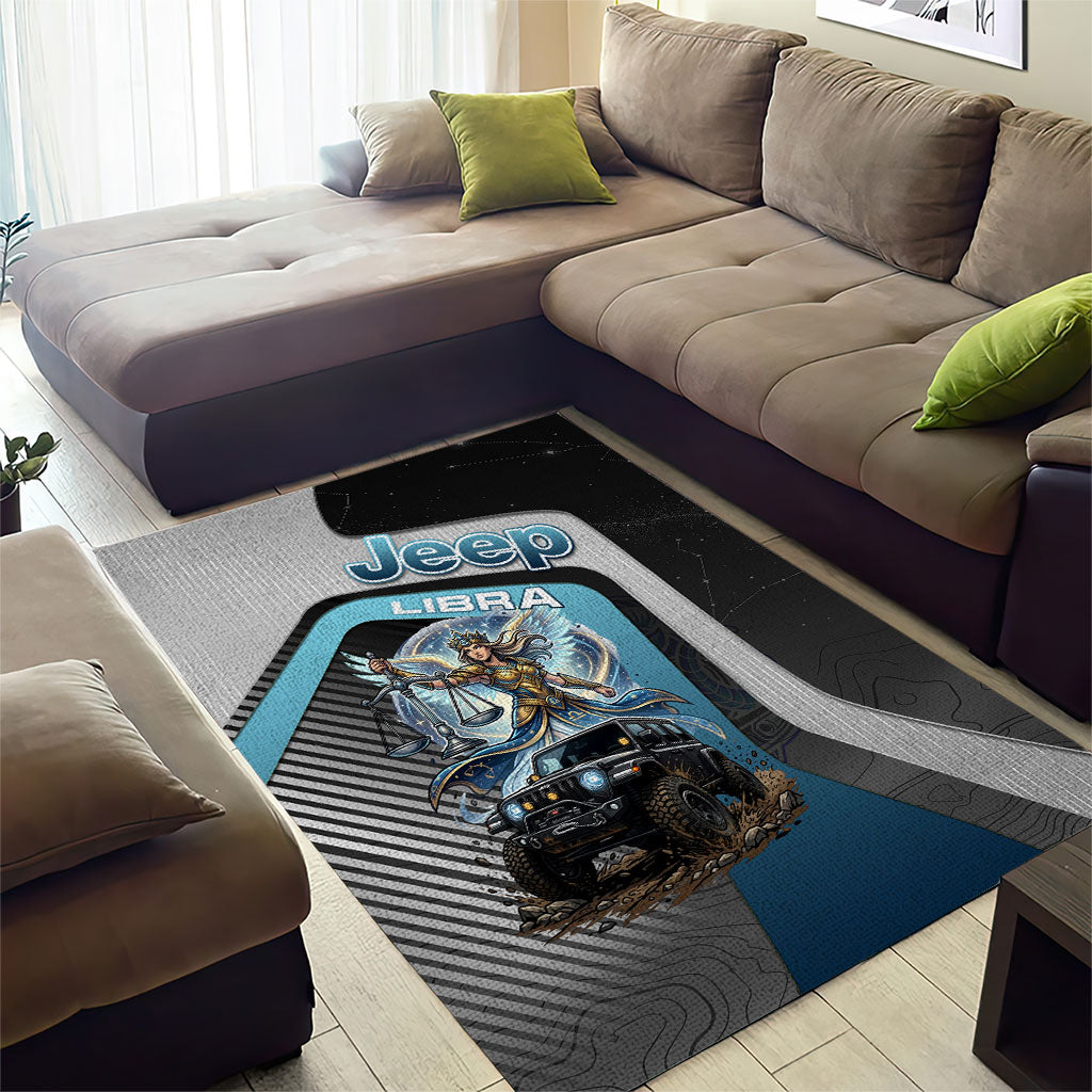 Jeep Libra Zodiac Area Rug Justice Angel Balance Scale Off Road Celestial Blue Style TS04