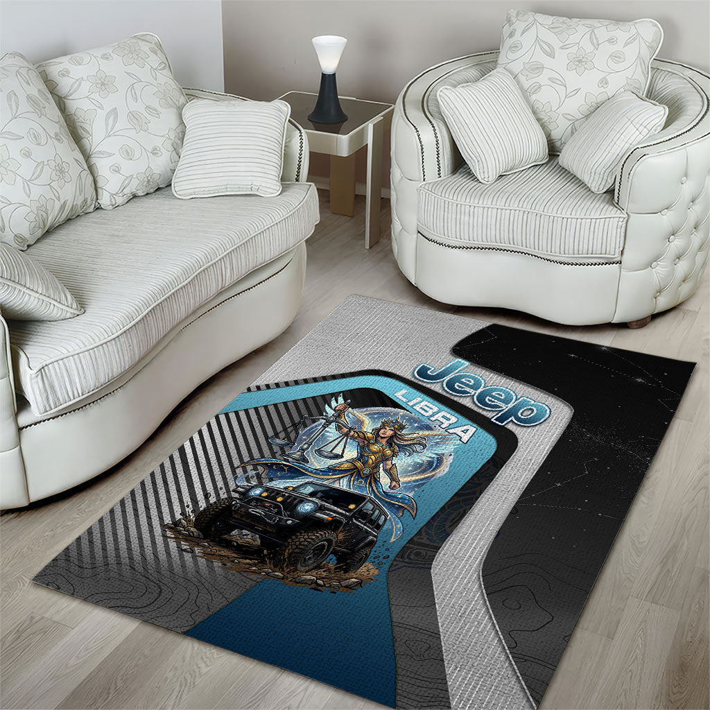 Jeep Libra Zodiac Area Rug Justice Angel Balance Scale Off Road Celestial Blue Style TS04