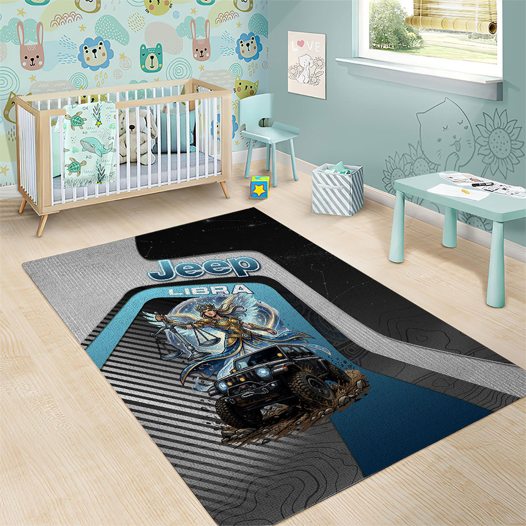 Jeep Libra Zodiac Area Rug Justice Angel Balance Scale Off Road Celestial Blue Style TS04