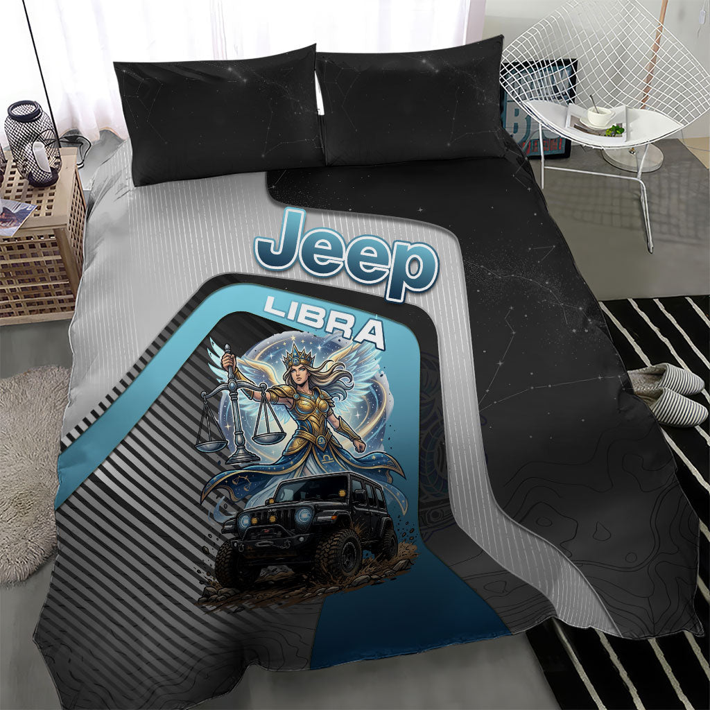 Jeep Libra Zodiac Bedding Set Justice Angel Balance Scale Off Road Celestial Blue Style