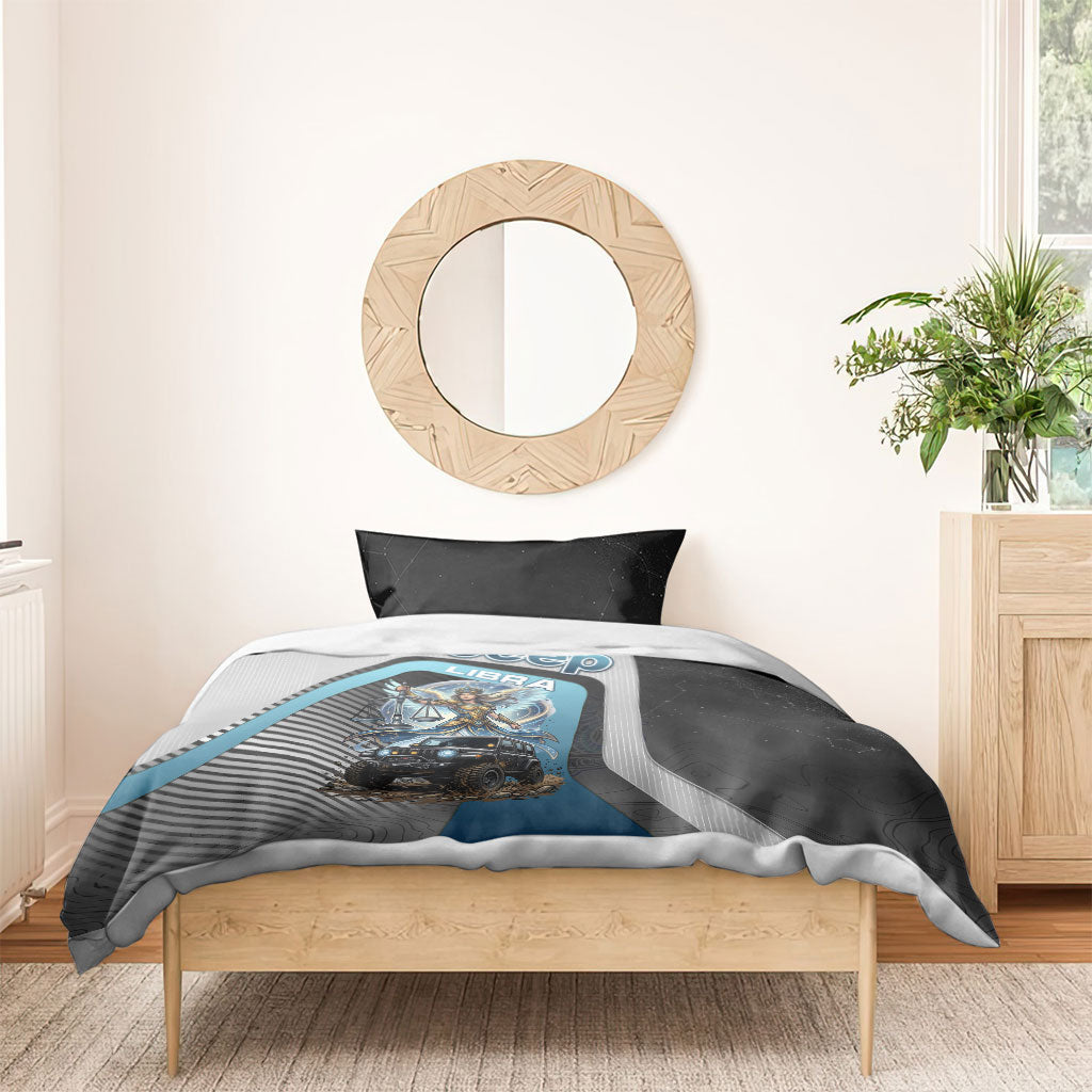 Jeep Libra Zodiac Bedding Set Justice Angel Balance Scale Off Road Celestial Blue Style