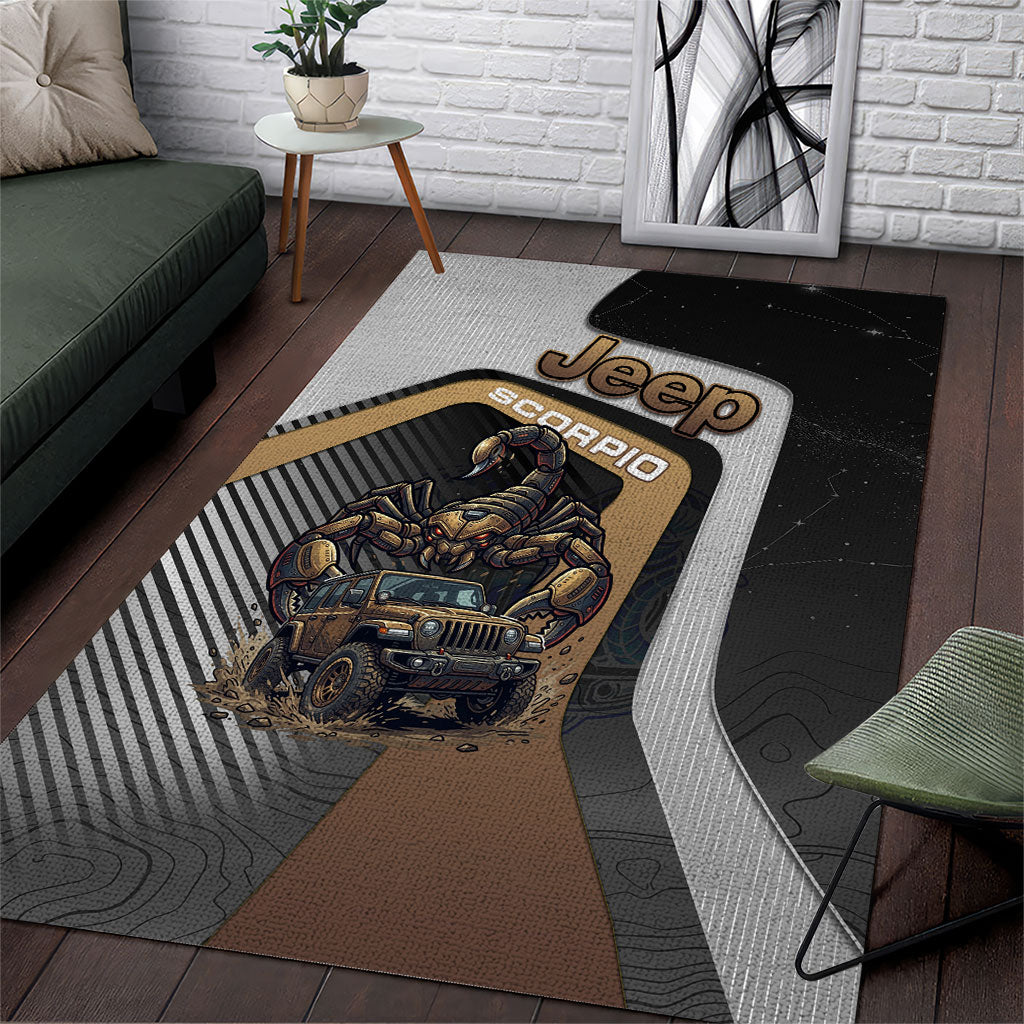Jeep Scorpio Zodiac Area Rug Armored Scorpion Off Road Beast Dark Desert Style TS04